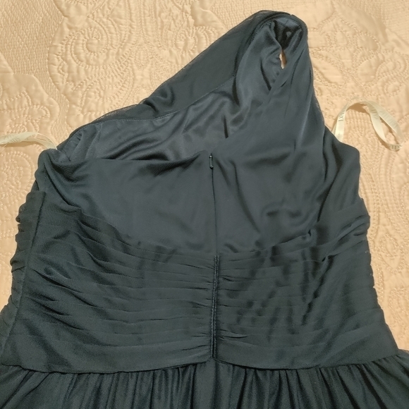 Nwt David's Bridal Long Mesh One Shoulder Maxi Dress In Marine Size 10 - Picture 4 of 9